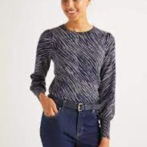Boden Antonia zebra print sweater, Blue /Grey , Size 14